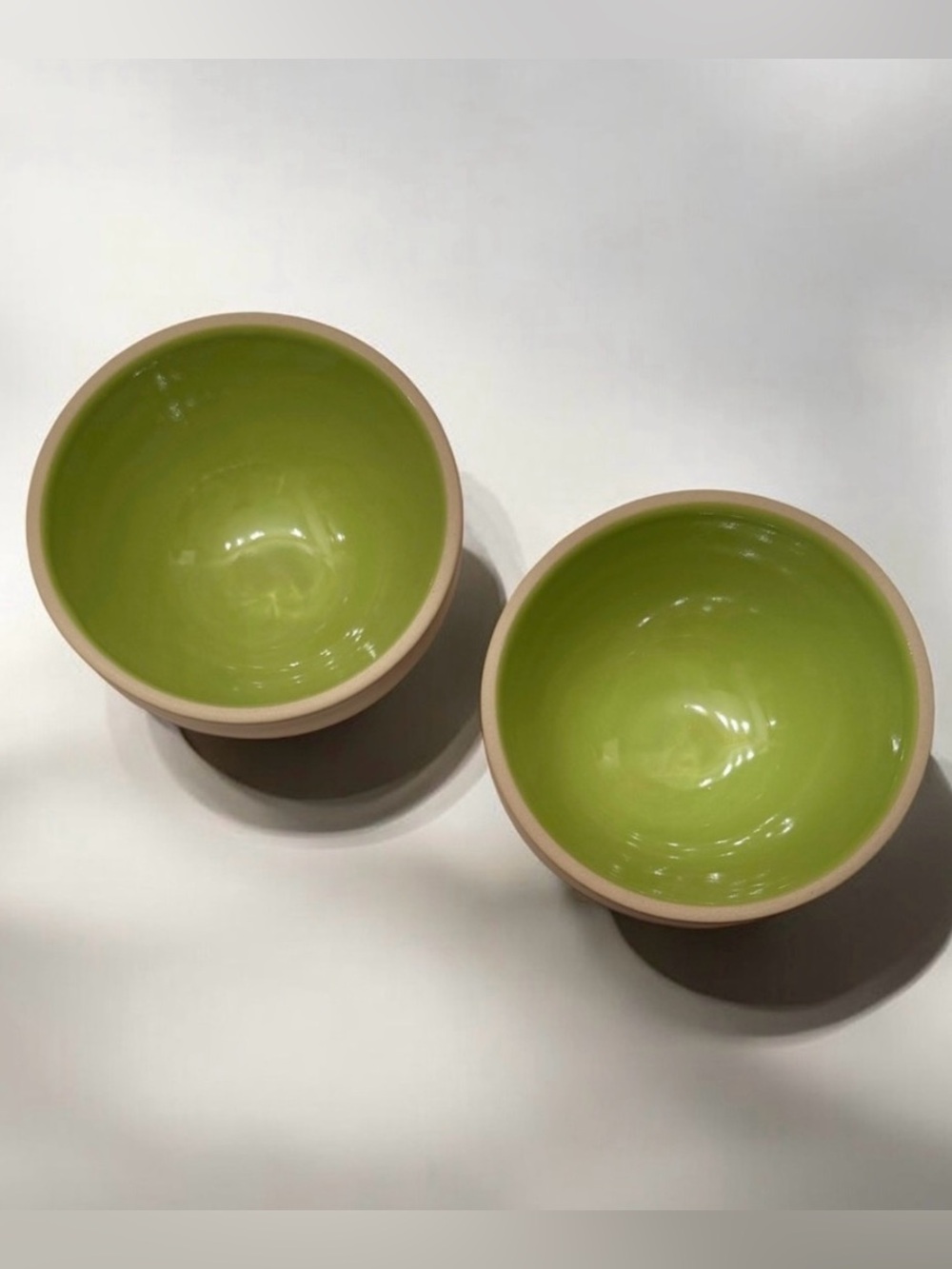 Canvas Home Bright Green and Light Gray Stackable 8 Oz. Bowls ~ Set of 2